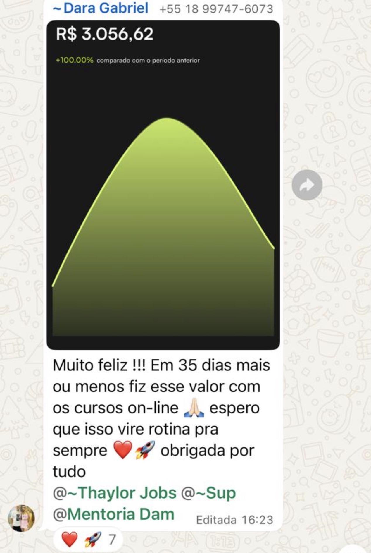 Resultado de Dara no primeiro curso online