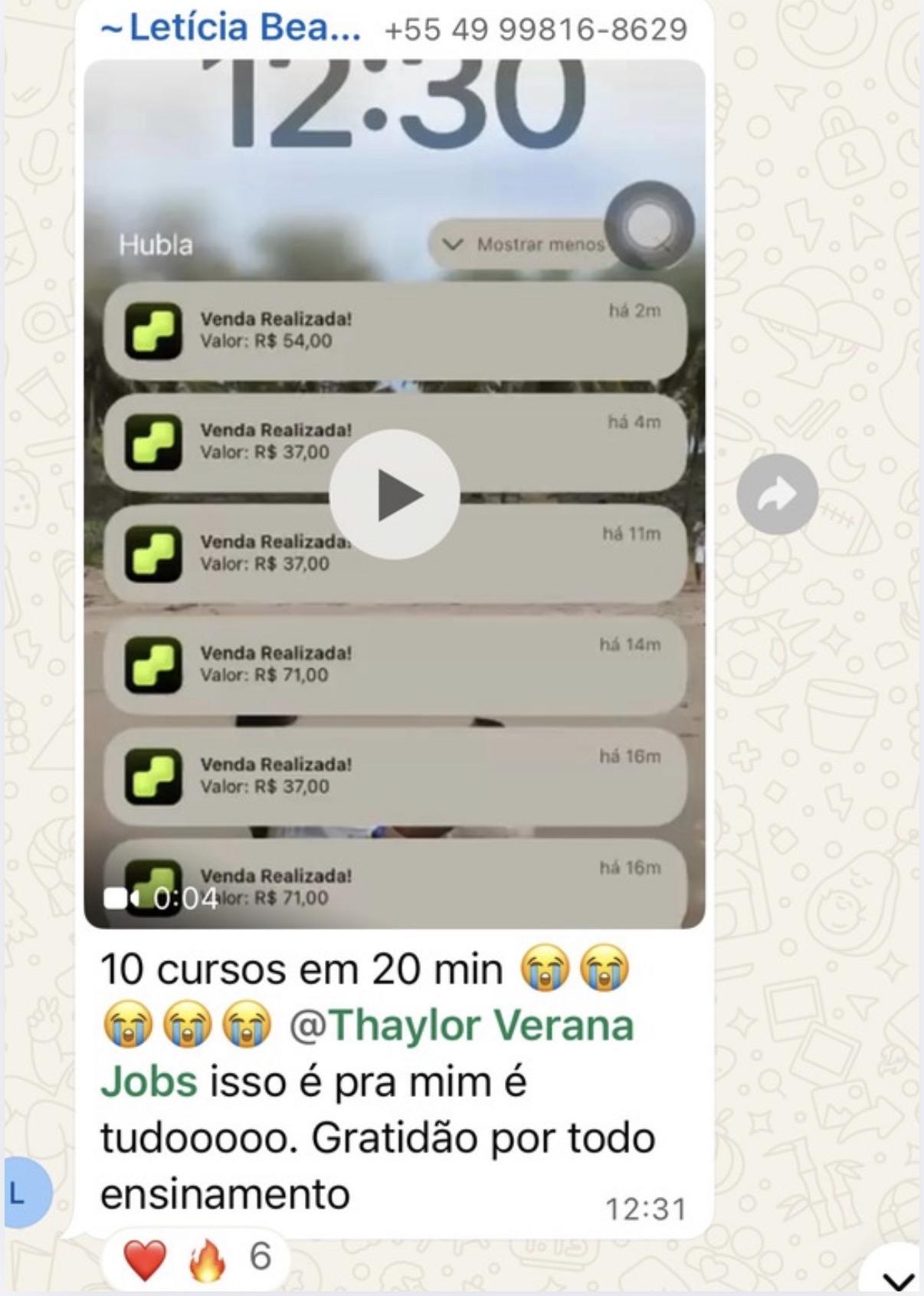 Resultado de Letícia com 10 vendas